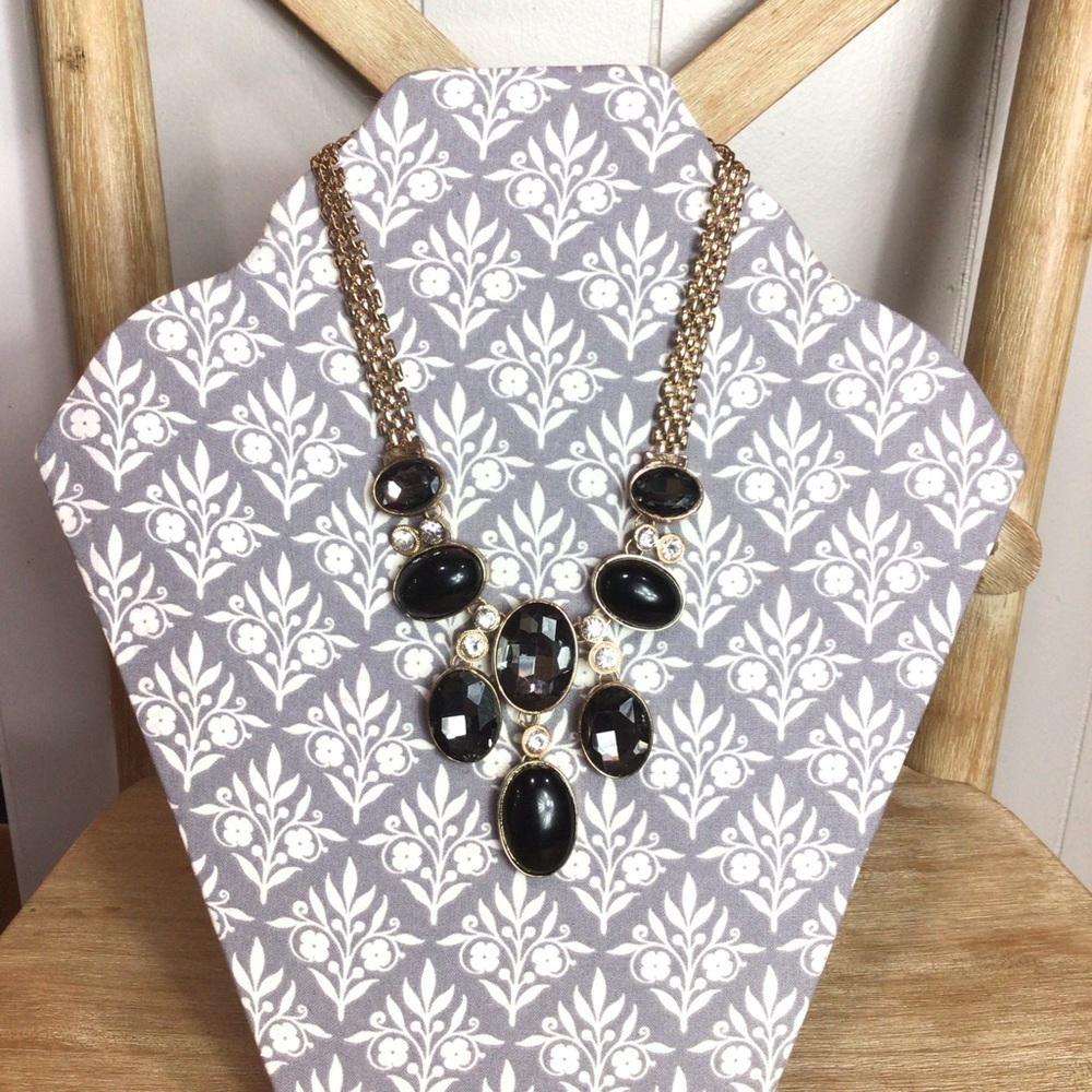 Vintage Smoky Gray Rhinestone Chandelier Statement Choker Necklace